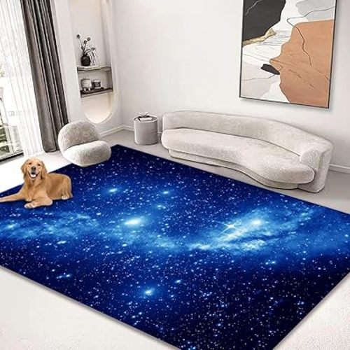 Large Area Rug 5'x6' Carpet for Bedroom Living Room Kids Room Home Decor Entryway Indoor Rugs Mat Non Slip Galaxy Star Blue Nebula