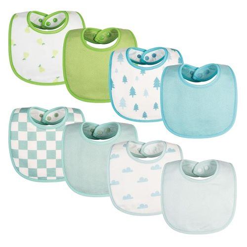 Tiny Twinkle 8 Pack Baby Bibs for Drooling and Teething – Waterproof & Absorbent Bibs for Baby Girl & Boy, Machine Washable Infant Bib Set for Newborns and Toddlers (Boy Print 8-Pack)