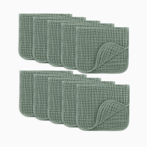 Comfy Cubs 6-Layer Muslin Burp Cloths Set - Fern, 10
