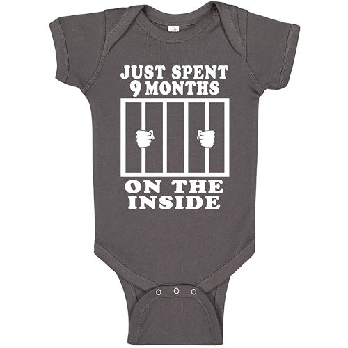 Reaxion Funny Cute Baby Boy Girl Handmade Clothes | Just Spent 9 Months On The Inside Bodysuits