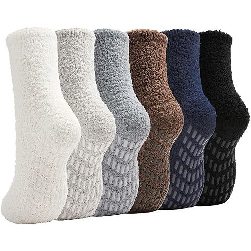 Slipper Socks for Women Men Grip Hospital Socks with Grips Fuzzy Non Slip Warm Womens Gifts
