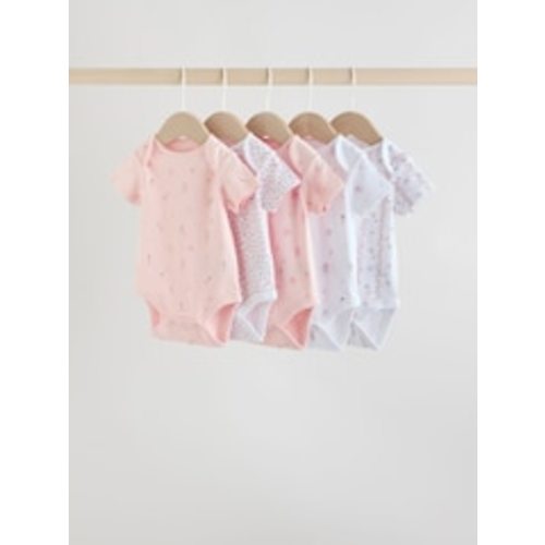 Buy Pink 5 Pack Short Sleeve Baby Bodysuit from Next Australia
