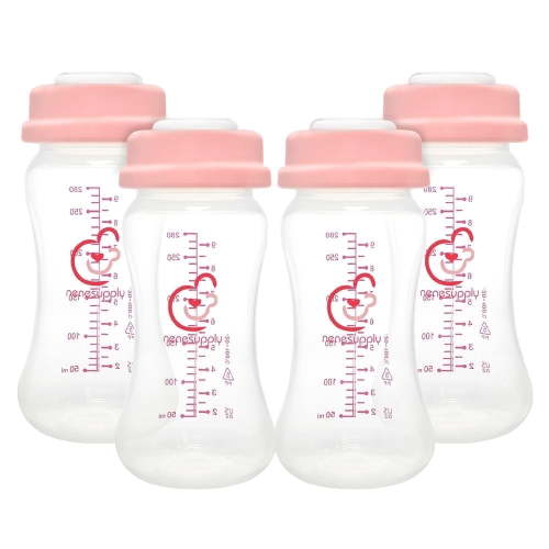 Nenesupply Storage Bottles Collection Bottles for Spectra S1 S2 Motif Luna Breast Pumps 4pc 9oz 280ml With Collar and Sealing Discs. Breastmilk Storage Replace Spectra Bottles Wide-Mouth Bottles