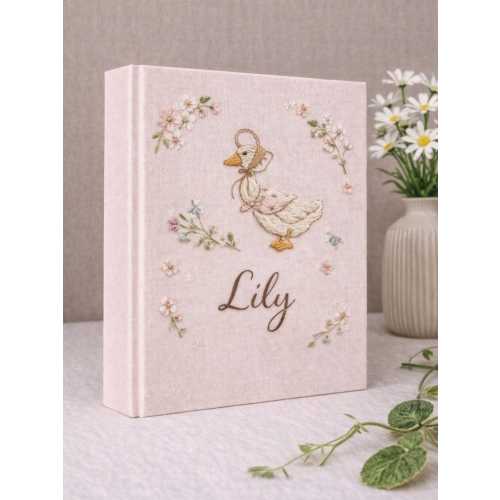Custom Hand Embroidered Keepsake Album, Embroidered Photo Album With Sleeves, Personalized Baby Photo Album, Baby Gift, Wedding Photo Album