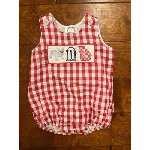 Georgia Football faux smock embroidered bubble