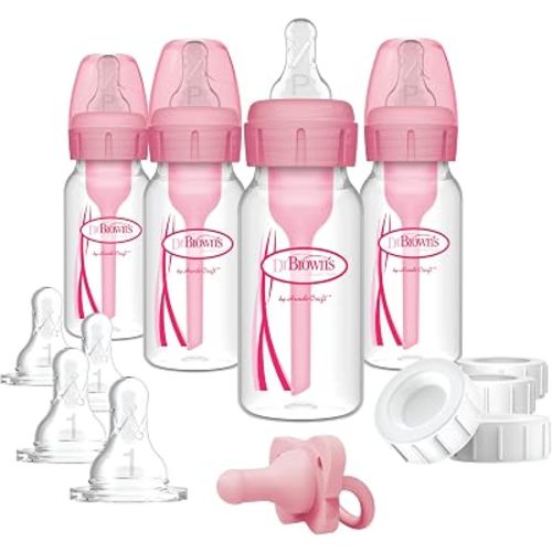 Dr. Brown's Narrow Breast to Bottle Pump & Store Feeding Set, Pink, 0m+