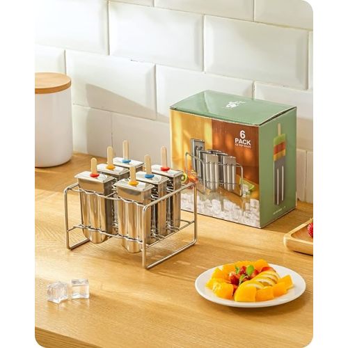 Baffect stainless steel popsicle molds, Set of 6 with Metal Holder