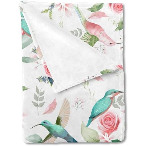 Watercolor Birds Butterflies Flowers Leaves Toddler Baby Blanket for Boy Girl Birds Spring Floral Swaddle Blankets Stroller Crib Receiving Blanket Infant Unisex Toddler Nursery Bed Blankets 40x50