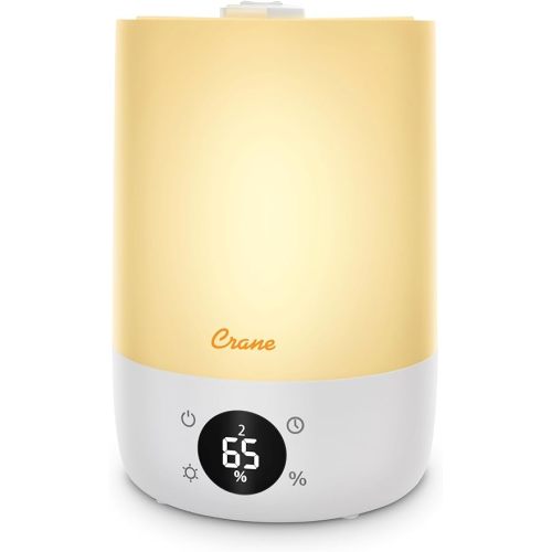 Crane Top Fill Mini Humidifier for Bedroom and Nursery 3-In-1 Essential Oil Diffuser Sleep Light 0.5 Gallon Baby Humidifier