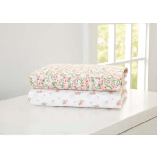 Pink Floral Fitted Crib Sheets - 2 Pack