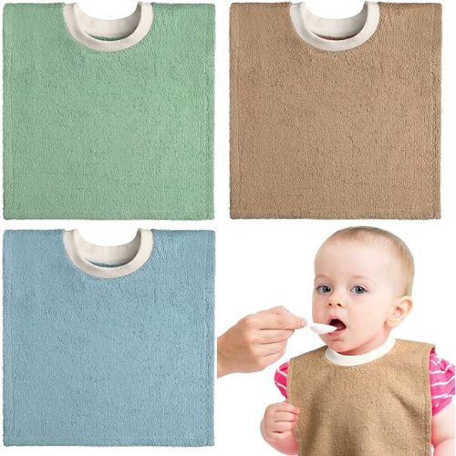 Foaincore 3 Pieces Full Coverage Toddler Bibs Pullover Baby Bibs Absorbent Cotton Terry Towel Toddler