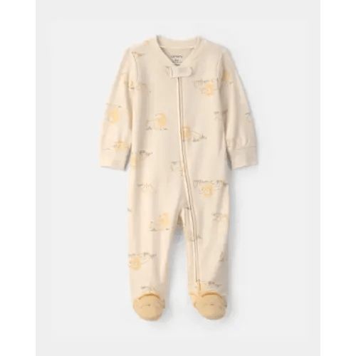 Baby Lion 100% Cotton 2-Way Zip Sleep & Play Pajamas - Ivory | Carter's