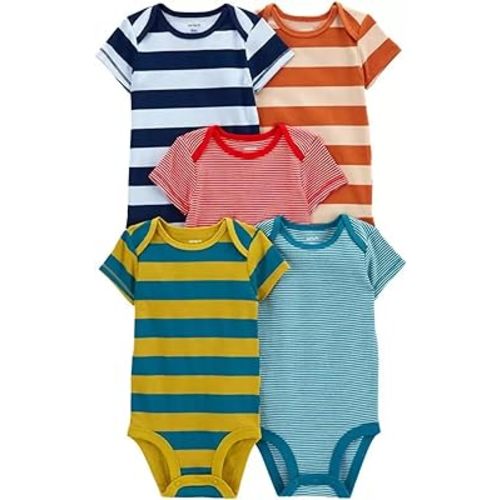 Carter's Baby Boys' 5 Pack Bodysuits (Baby), Multi Size Stripes, 9 Months