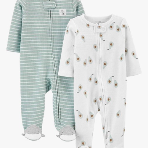 Simple Joys by Carter's unisex-baby 2-way Zip Thermal Footed Sleep and Play, Pack of 2