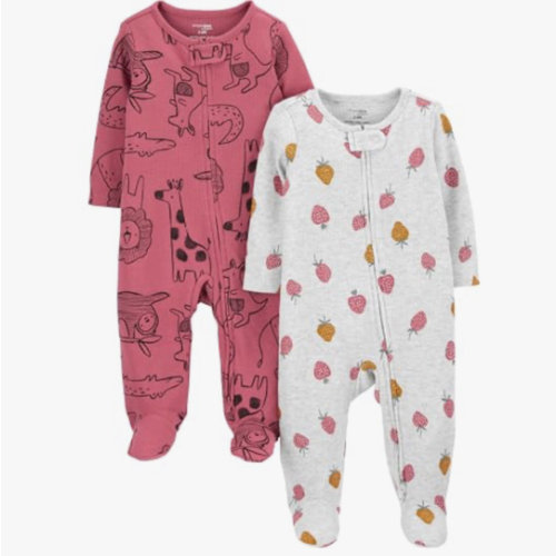 Simple Joys by Carter's Baby Girls' 2-way Zip Thermal Footed Sleep and Play, Pack of 2