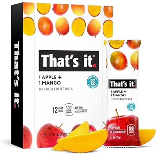 That's it. Apple + Mango 100% Natural Real Fruit Bar, Best High Fiber Vegan, Gluten Free Healthy Snack, Paleo for Children & Adults, Non GMO No Sugar Added, No Preservatives Energy Food (12 Pack)