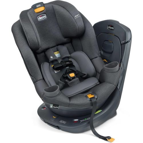 Chicco Fit360 ClearTex Rotating Convertible Car Seat with 360 Degree Rotation for Rear-Facing and Forward-Facing, LeverLock Self-Tensioning Lock System | Carbon/Grey