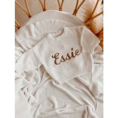 Mini Knit Personalized Sweater in Milk