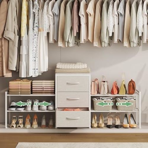 Expandable Closet Organizers and Storage,Wide Long 3 Drawer Dresser
