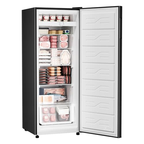 7 Cu Ft Upright Freezer, Convertible Freezer Refrigerator | Convertible Freezer and Refrigerator Modes with Reversible Door, Ideal for Garage, Apartment and Kitchen Storage