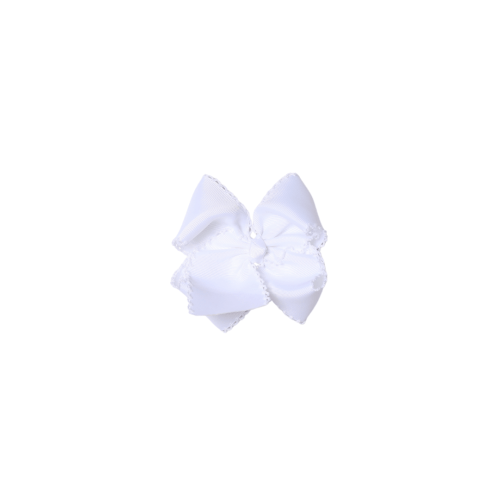 Scalloped Edge Grosgrain Bow White