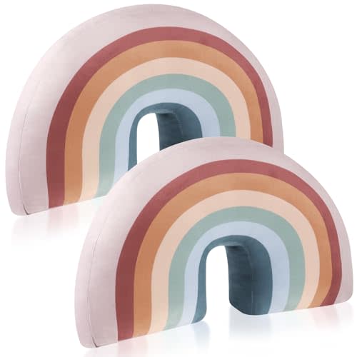 Chunful 2 Pcs Rainbow Pillow for Girls Kids 13.8 x 8.7 x 4 Inch Plush Cute Rainbow Throw Pillow Arch Shaped Floor Cushion Stuffed Decoration for Bed Chair Room Home Decor(Pastel)