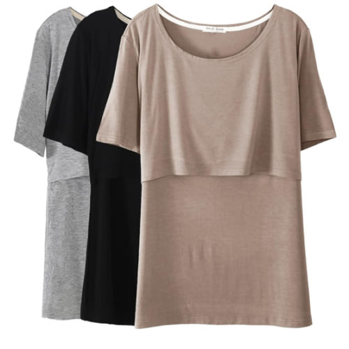 Smallshow Women's Maternity Nursing Tops Short Sleeve Breastfeeding Clothes