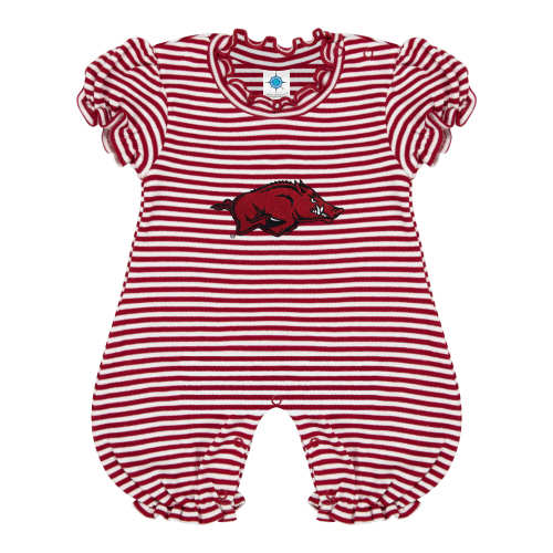 Arkansas Razorbacks Stripe Puff Sleeve Romper | College Baby