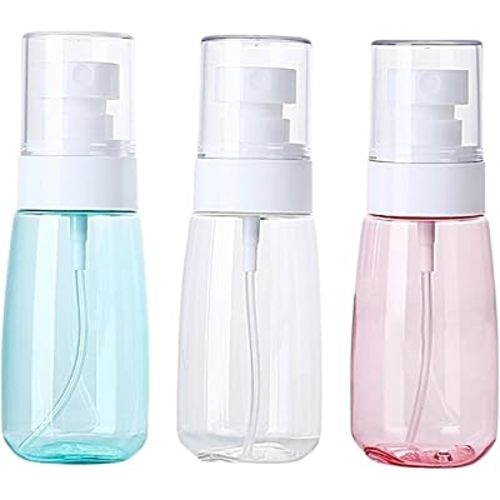 Spray Bottle Travel, 2OZ /60ML Fine Mist Spray Bottles, 3PCS Mini Plastic Containers for Hairspray Cosmetic Perfume, Refillable