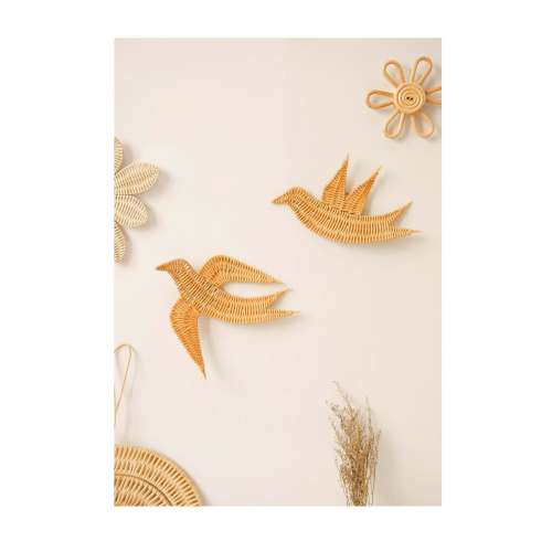 Rattan Bird Nursery Decor Set