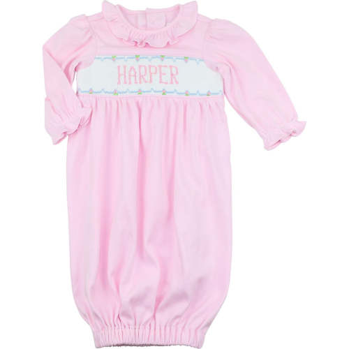 Pink Knit Custom Smocked Baby Gown