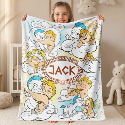 Personalized Name Baby Hercules and Pegasus Blanket, Disney Hercules Fleece Blanket, Disneyland Family Matching, Best Friend, WDW NGVX20
