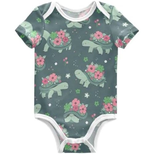 Ollabaky Unisex Baby Bodysuits Short Sleeve Cotton Baby Clothes for Girls 0-24 Months