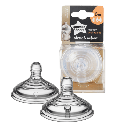 Tommee Tippee Closer to Nature Fast Flow Baby Bottle Nipples, 6+ months – 2pk
