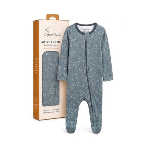 Copper Pearl Zip-Up Footie Baby Pajamas