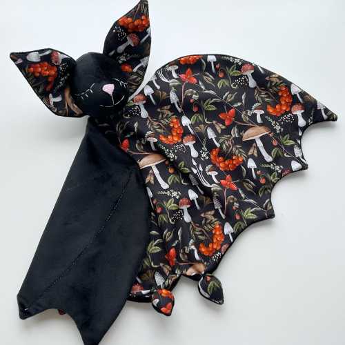 Personalized Mushrooms baby lovey blanket, bat lovey, woodland baby shower gift and nursery, little witch baby gift