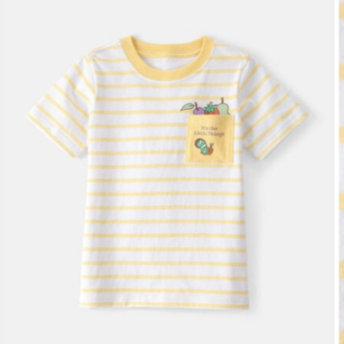 The Very Hungry Caterpillar™ Striped Pocket Tee - Yellow/White | Carter's
