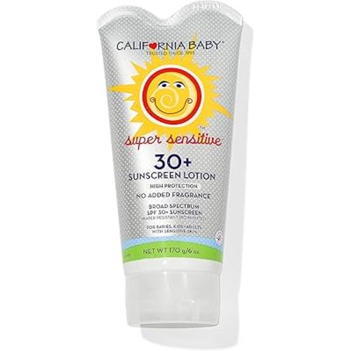 California Baby Super Sensitive SPF 30+ Sunscreen | Unscented | Mineral Based | Baby Sunscreen for Face + Body | Titanium Dioxide | 170 grams / 6oz