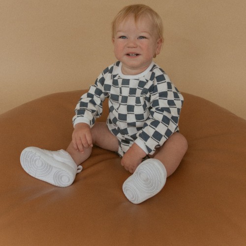 Organic Long Sleeve Bubble Romper - Cabin Checks