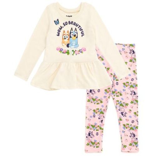 Bluey Floral Girls T-Shirt and Leggings Outfit Set Toddler