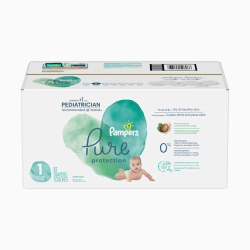 Pampers Pure Protection Disposable Diapers, Super Pack - Size 1,82 Count