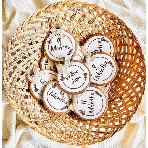 Baby Milestone Hoop, Monthly Milestone Marker, Vintage Inspired Baby Decor, Baby’s First Year Photo Prop, Baby Shower Gift Box, Keepsake Set