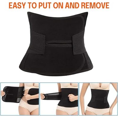 Trendyline Postpartum Belly Band,C Section Belly Binder,Abdominal Binder Post Surgery Girdle,Tummy Tuck Compression Wrap Waist Trainer (Black, Medium)