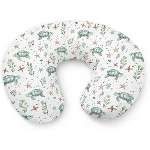 Watercolor Ocean Animals Sea Turtle Starfish Pattern Nursing Pillow Cover, Unisex Removable Breastfeeding Pillowcase Slipcover for Baby Girls Boys Newborns Toddlers, Cover Only