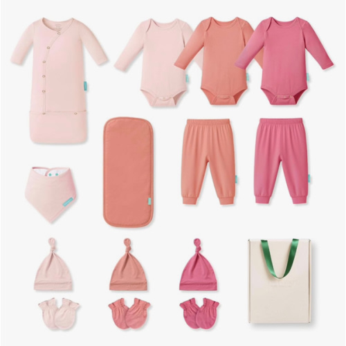 PurComfy Bamboo Newborn Clothes Gift Set: 14-Piece SuperSoft Layette & Accessories Set for Baby Girls — Daily Essentials Set