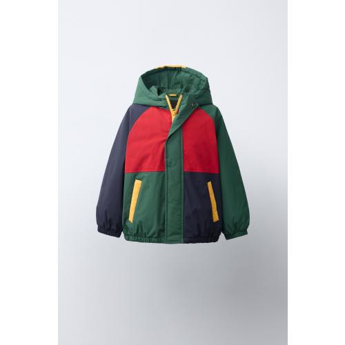 WATER REPELLENT COLORBLOCK PUFFER JACKET - Green | ZARA United States