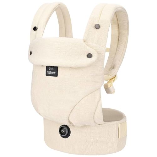 Bebamour Baby Carrier Ergonomic Infant Carrier for 7-32lbs, Adjustable Knob for Baby Hip Healthy Develop, Soft Cotton Infant Carrier,Front and Back Baby Carrier with 2 Teething Pads (White)