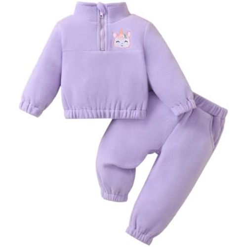 Jecson Baby Girl Clothes Toddler Girl Clothes Fleece Half Zip Pant 12M-4T