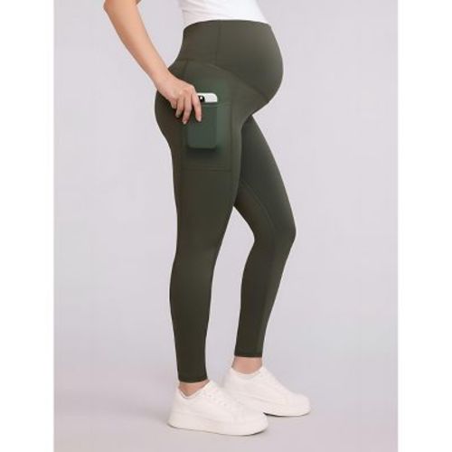 Women's Over the Belly Side Pocket Active Maternity Leggings - Deep Depths - Size: Medium - Motherhood Maternity