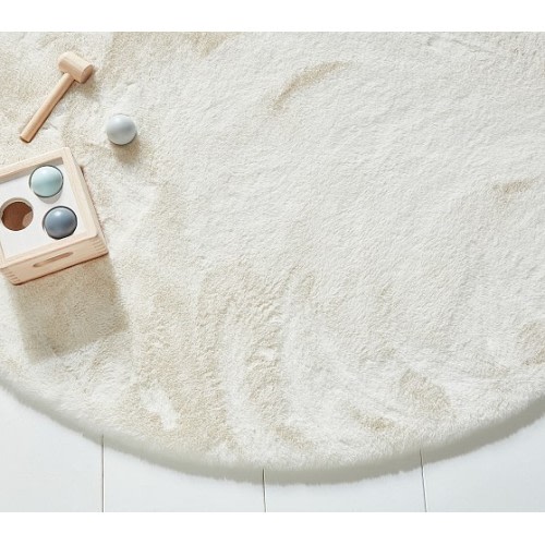 Machine Washable Faux Fur Nursery Round Rug